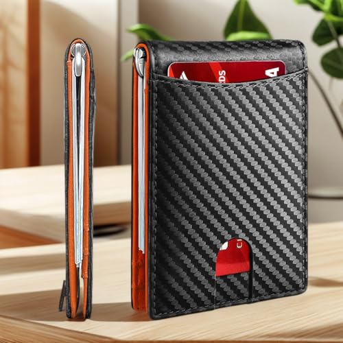 Slim Wallet For Men RFID Blocking Leather Wallet Front Pocket with Money Clip Bifold Credit Card Holder