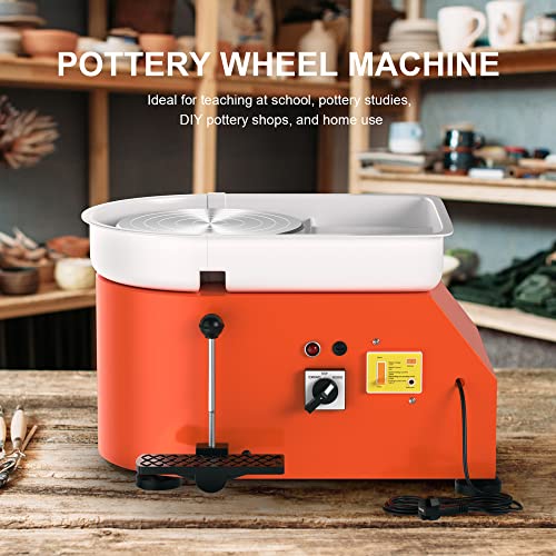 Pottery Wheel Pottery Forming Machine 25CM 350W Electric Pottery Wheel with Foot Pedal DIY Clay Tool Ceramic Machine Work Clay Art Craft (Orange) by Homiesetify - Image 2