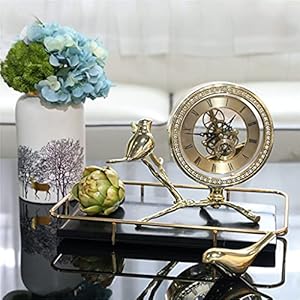Desktop clock furnishing office pendulum desk alarm retro desktop bedroom metal vintage clock snooze function decoration table clock  urban country home decor