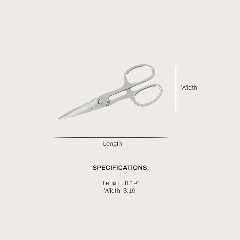 All-Clad Stainless Steel, All Purpose Kitchen Shears,Heavy gauge, Ergonomic, Rust-resistance, Food Scissors for Kitchen, Chicken, Poultry, Fish, Meat,Shelfish, Snipping herbs, 8.19 inch, Silver