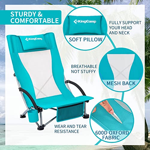 Kingcamp Kc1912 Usvc2 Beach Cup Holder, Folding Camping Carrying Bag, Lightweight Adults, Portable Chair With Padded Armrest For Outside, Parties, Travel, 2-Pack, Extra Large, Cyan_High Back_2Pcs #TOP3