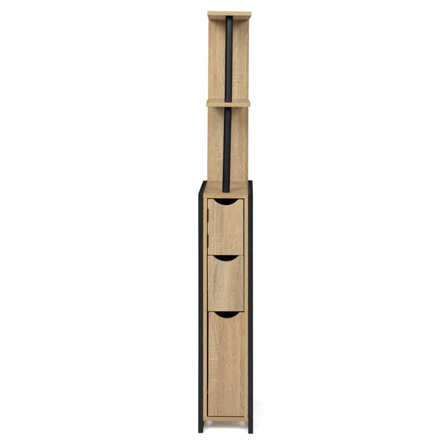 Meuble WC industriel bois et métal avec étagères et 3 portes - DETROIT