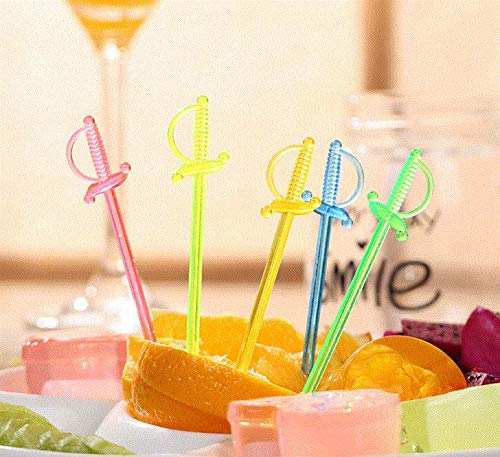 100Pcs Assorted Color Disposable Plastic Fruit Sword Picks Food Toothpicks Cocktail Sticks Party Decoration Supplies For Dessert, Appetizer And Drinks #TOP1