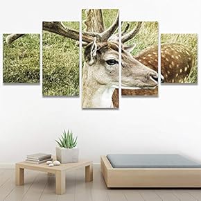SIGNWIN 5 Panel Canvas Wall Art Animals Cheetah...