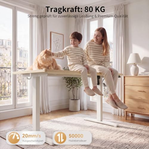 WALKINGDESK Höhenverstellbarer Schreibtisch 120 x 60 cm, Eiche – Ansicht 6