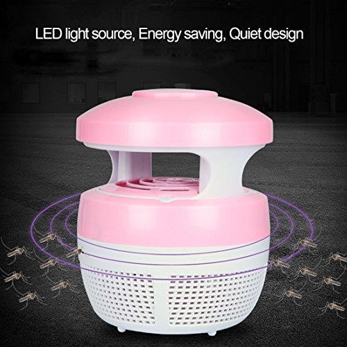 Pest Ultrasonic Electronics Insecticide With Two Steps Of Adjustable, Pink (US Plug)5W 6 LEDs No Radiation Mute Photocatalytic 7-blade Fan USB Mosquito Killer Lamp(Pink) mouse trap repellent plug in
