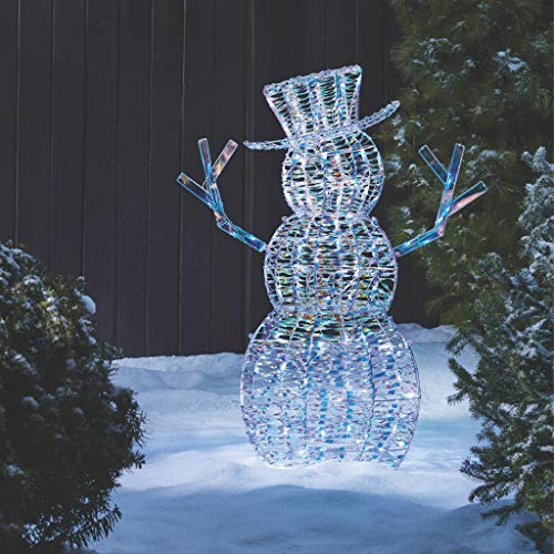 NOMA Pre-Lit LED Light Up Twinkling Iridescent Snowman with Top Hat | Outdoor Christmas Lawn Decoration | 4-Foot