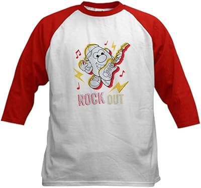 CafePress Mr. Potato Head Rock Out Kids Baseball Tee Kids Cotton Baseball Jersey, 3/4 Raglan Sleeve Shirt Red/White