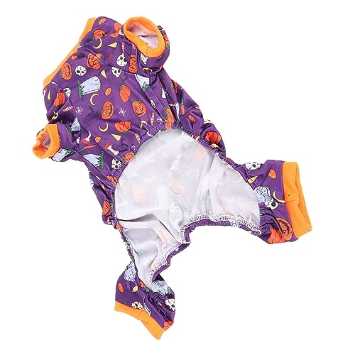 Festive Dog Pajama 4 Legged | Soft Polyester with Pumpkin/ Skeleton Patterns | Holiday Pet Jumpsuit for Small Dogs | Cozy Costume for Seasonal Party/ Home Decor-6
