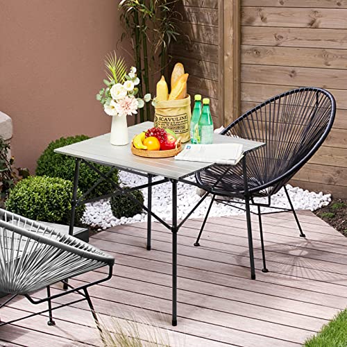 Portal Lightweight Aluminum Folding Square Table Roll Up Top 4 People Compact Table With Carry Bag For Camping, Picnic, Backyards, Bbq (White) #TOP7