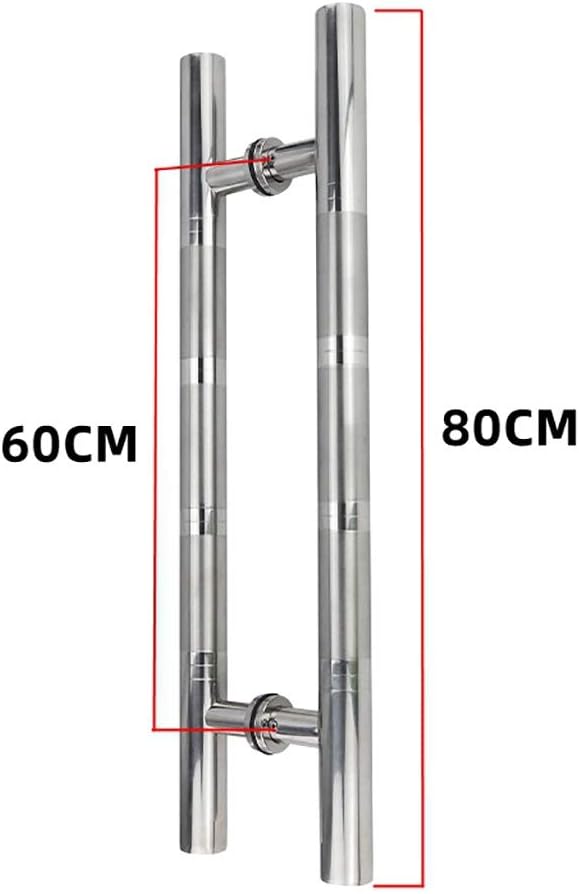 Commercial Thickened Stainless Steel Round Tube Glass Door Handle/Wooden Door Push-Pull Handle/Sliding Barn Door Handle-8 Sizes,80×60cm