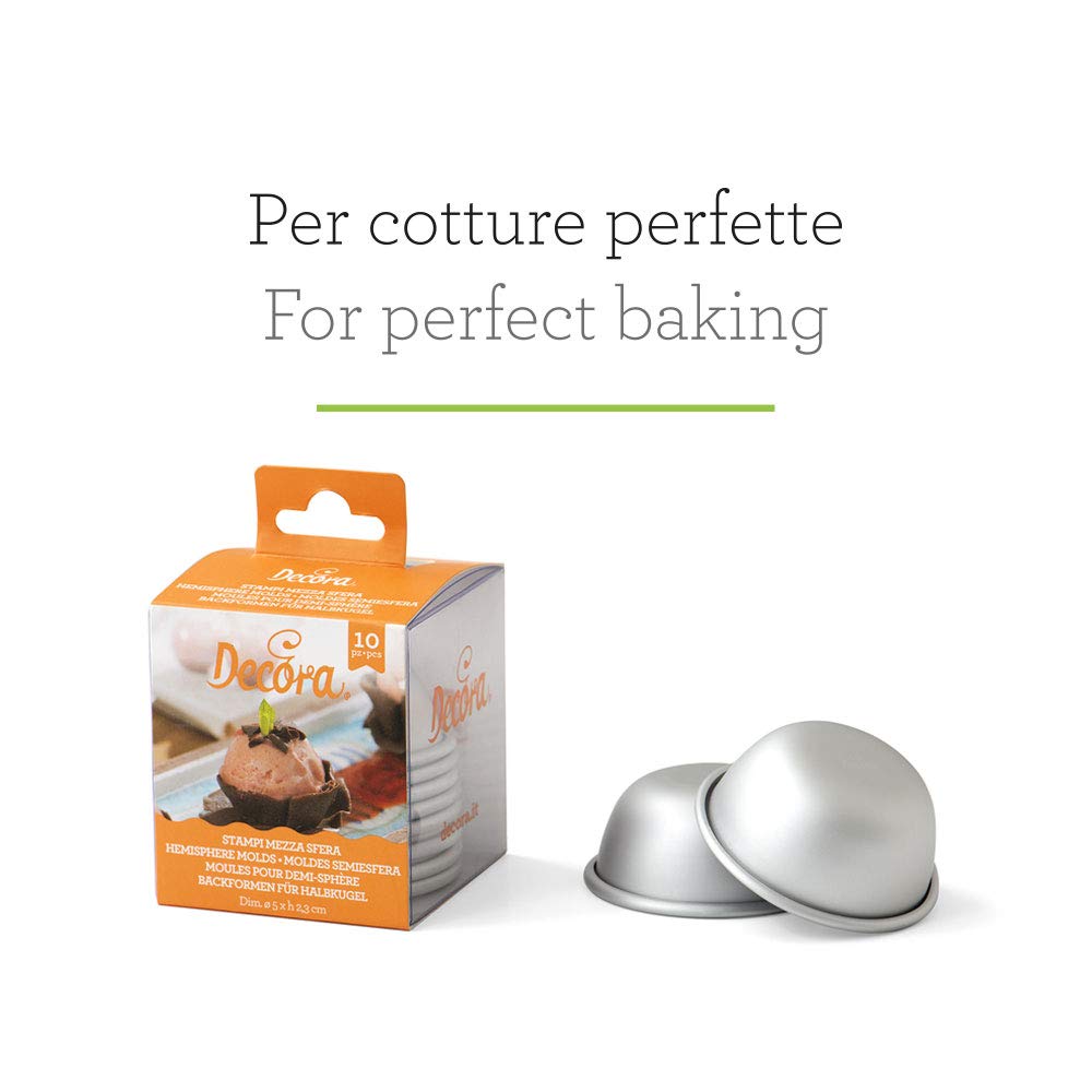 DECORA 0062951 Half Ball Moulds, Aluminium, Silver, 10 Units
