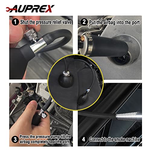Auprex Universal Easy Intake Adapter, Automotive Smoke Machine Bladder, Pipes Fuel Leakage Detector, Smoke Leak Diagnostic Tester For 12V Vehicles #TOP4