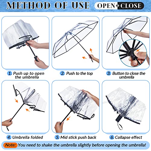 18 Pcs Clear Foldable Umbrellas Bulk Transparent Travel Umbrella Clear Umbrella Manual Open And Close Compact Folding Umbrella For Wedding Anniversary Christmas Party Favors (Black Trim) #TOP4