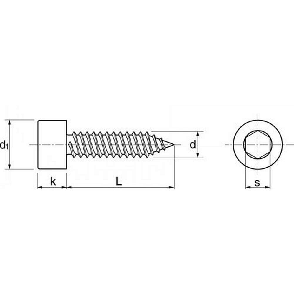 200 tornillos de chapa cilíndricos 4,8 x 50 acero inoxidable A2 hexágono interior forma C