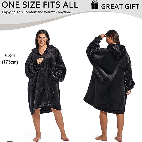 REDESS Blanket Hoodie Sweatshirt, Wearable Blanket Oversized Sherpa with sleeves and giant pocket, cozy hoodie for adults kids - Image 3
