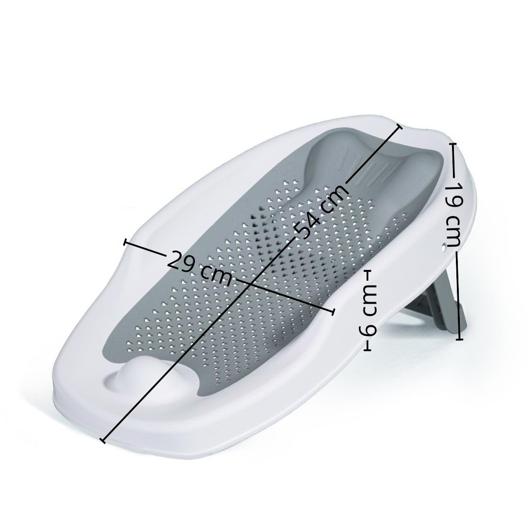 Cojín de Baño para Bebé Recién Nacidos | Almohada Flotante y Antideslizante | Apoyo Ergonómico para la Bañera | Suave, Seguro y Fácil de Secar (Gris)