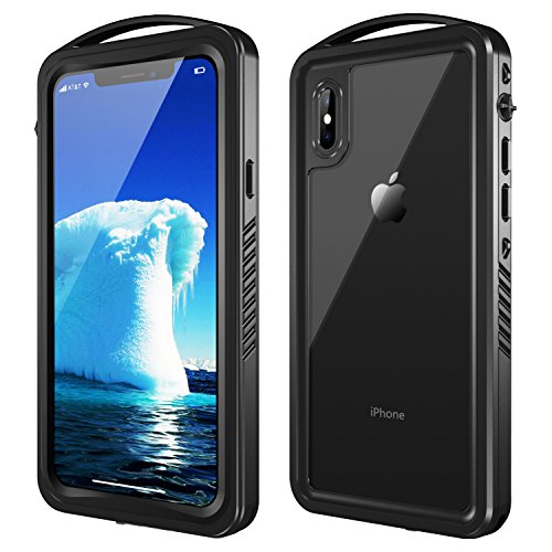 Snowfox iPhone X/XS Waterproof Case, Full Body Rugged Underwater Case with Built-in Screen Protector Shockproof Dirtproof Snowproof IP68 Certified for iPhone X/XS 5.8 inch (Black)