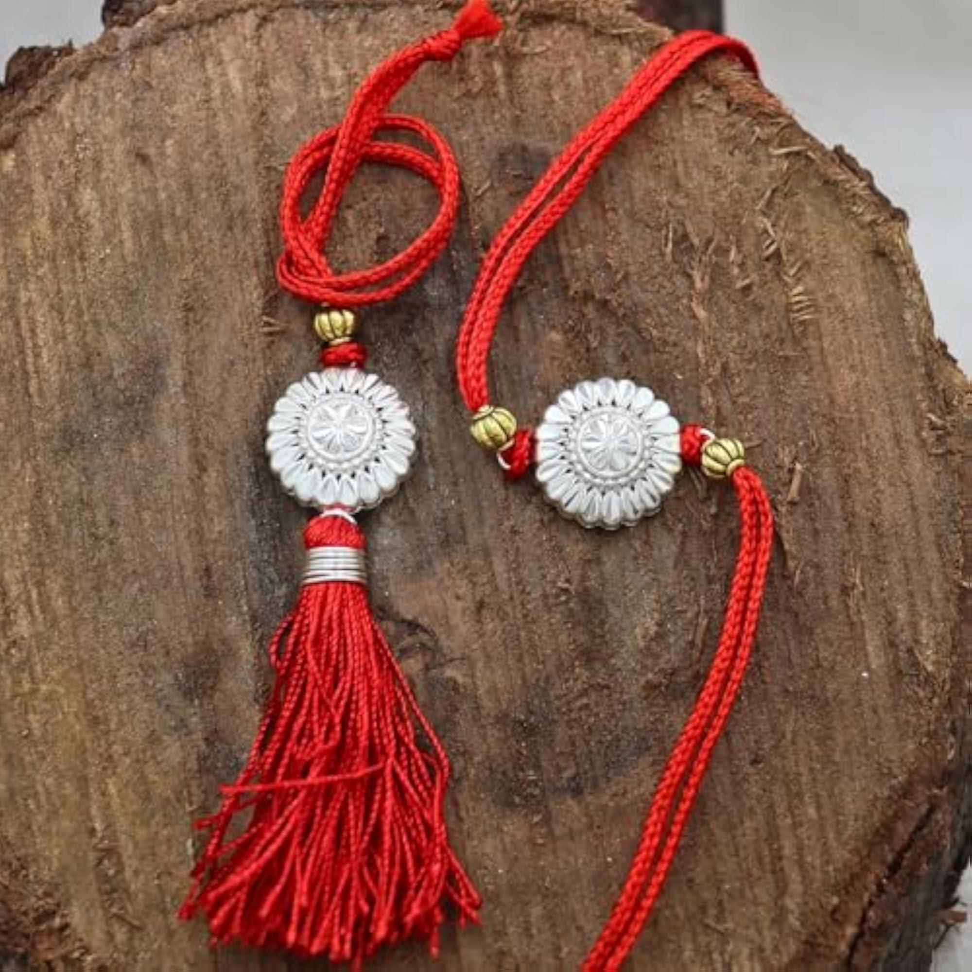 925 Silver Rakhi Set for Brother and Bhabhi, Gift Combo