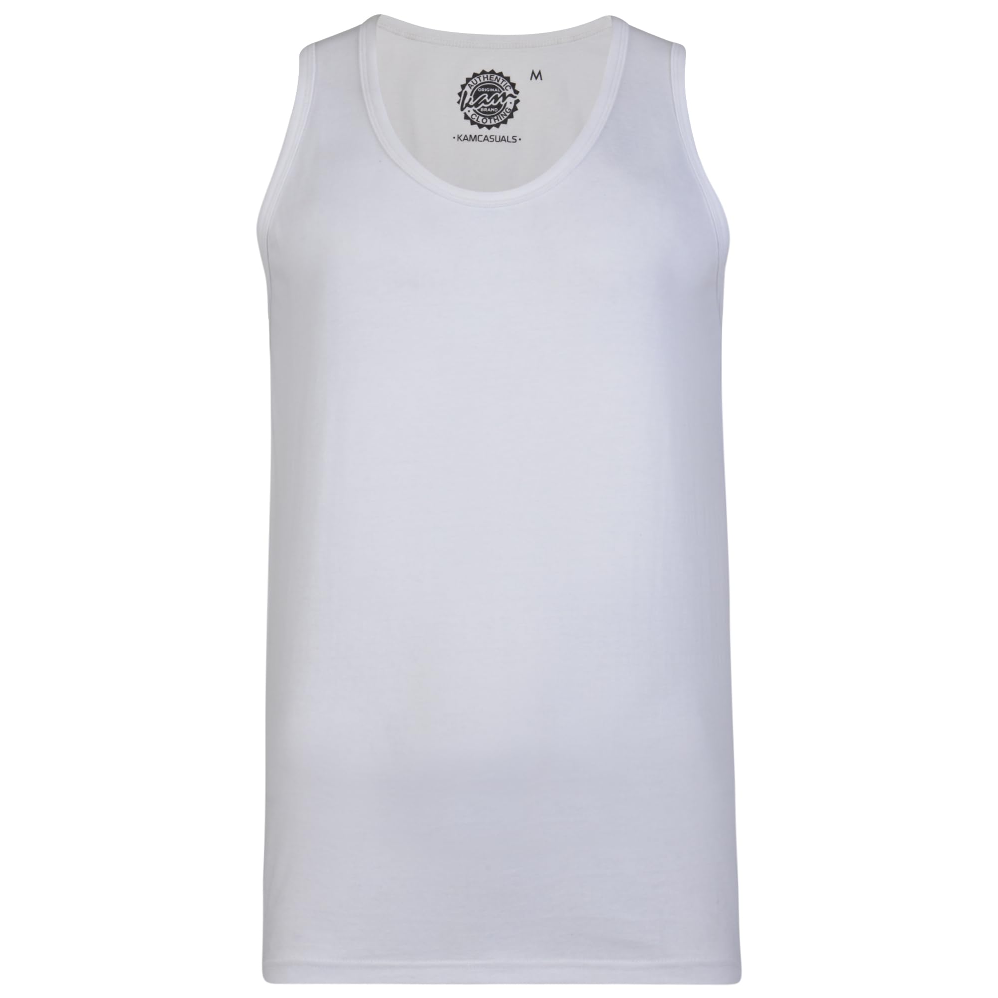 Kam Adults Mens Kingsize Big Size Plain Vest Tank Top Sleeveless Round Neck White 4XL (500F)