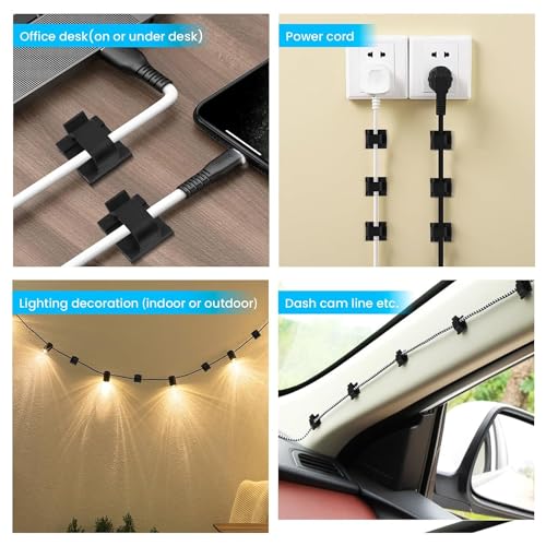 50PCS Clips Adhesivos para Gestión de Cables Eléctricos, Organizador de Cables para Pared, Uso en Coches, Oficinas y Hogares, Negro, Pequeño miniatura 4