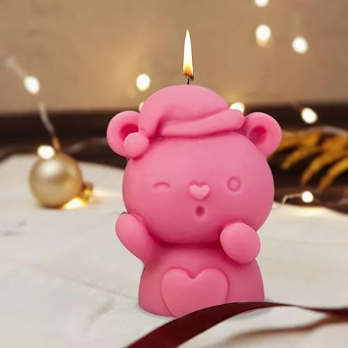 Miniatura 3 de Molde de silicona para sombrero de Navidad, corazón y muñeco de nieve, moldes de vela de oso de Navidad, muñeco de nieve para suministros de