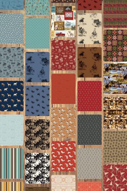10 Fat Quarters - Assorted Western Cowboys Old West Out West Cotton Fabric Bundle Single Bundle