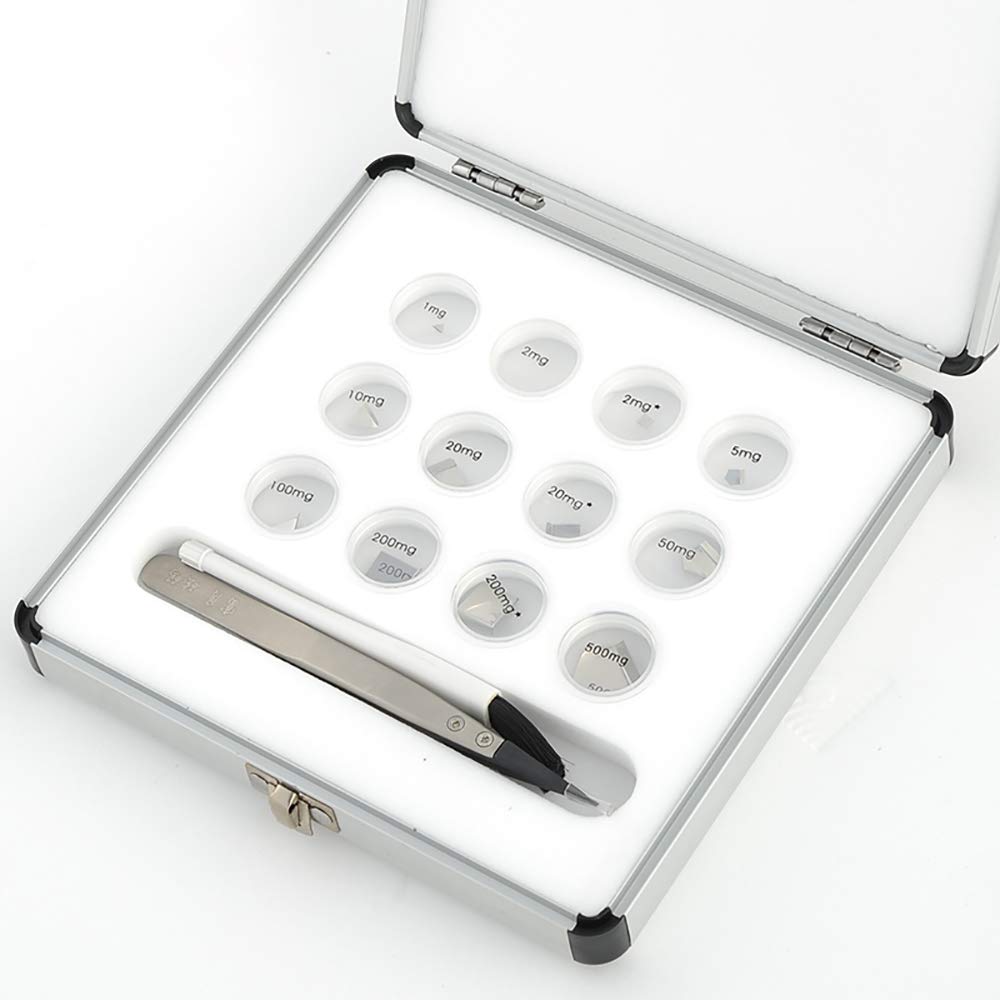Huanyu Pesos de calibración de clase F1 1mg-500mg 12pcs acero inoxidable ECO caja de aluminio (1mg-500mg 12pcs)