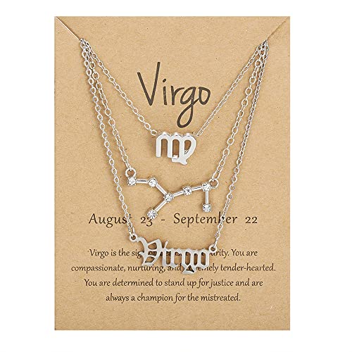 ShiQiao Spl Birthday Gifts for Women Men Virgo Gifts for Girls Boys Star Pendant Necklace for Astrology Necklace 3 Pcs