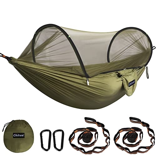 Chihee-Ultra-Light-Travel-Camping-Hammock-Pop-up-Net-Hammock-660lbs-Load-CapacityBreathableQuick-drying-Parachute-Nylon-2-Premium-Carabiners2-Tree-Slings-Included-for-Outdoor-Backpacking-Hiking