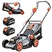 Outsunny 18V Cordless Lawnmower with 2 x 4Ah Batteries, Battery Lawn Mower with 34cm Cutting Width, Mulching Feature, 35L Grass Bag, 6 Cutting Heights and Adjustable Handle for Gardens up to 400m²
