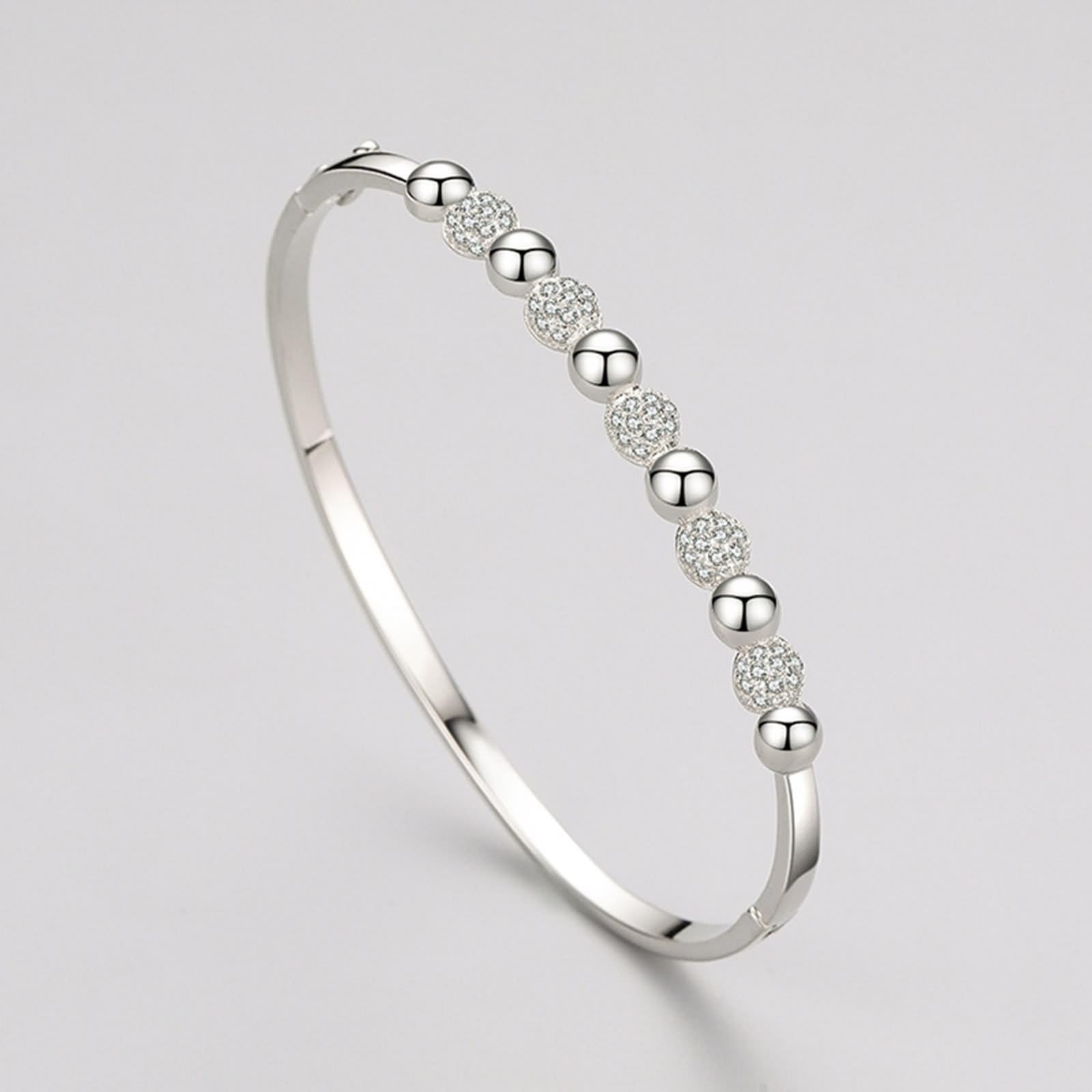 Pulsera para mujer, pulsera vintage con cuentas de moissanita, oro blanco, regalos únicos para amigas y mujeres