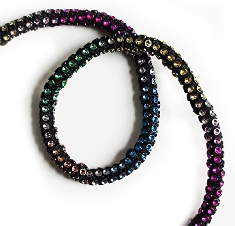 Diamante Look Round Crystal Assorted Colours Trim/Rope/Cord - diameter 8mm x 5meters (DMLR01 Multicolour)