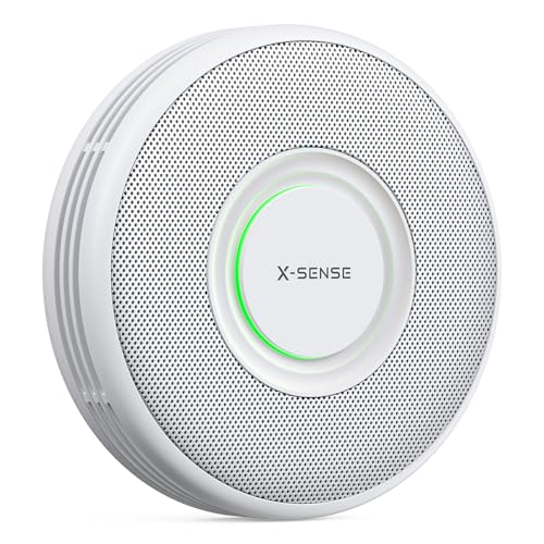 X-Sense Smoke Alarm with Voice Alerts and 17 Locations, 10-Year Non-replaceable Battery-Powered Fire Alarm with Large Button, No-Flashing Standby Mode