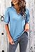 Imily Bela Womens Summer Tops V Neck Casual Puff Short Sleeve Loose Blouses Shirts Blue