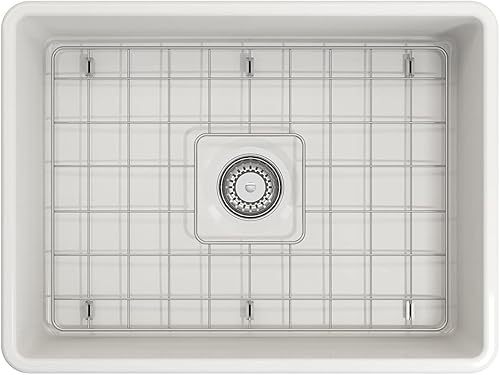 Miniatura 17 de BOCCHI Classico Farmhouse Delantal de arcilla refractaria delantera de 20 pulgadas. Fregadero de cocina de un solo tazón con rejilla inferior Café