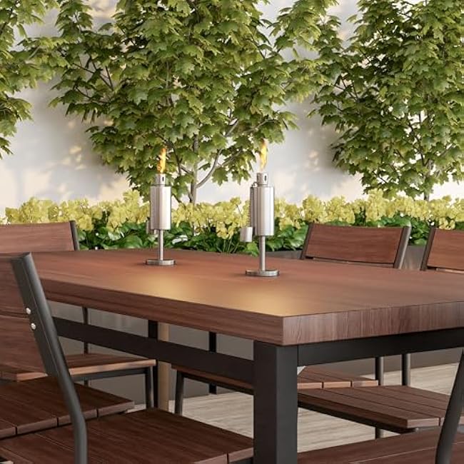 Table Top Torch Canister - 10.5in Tall Stainless Steel Refillable Citronella Torches Outdoor - Tabletop Torches for Outside Patio or Deck - Oil Lamp Outdoor Lighting by Pure Garden