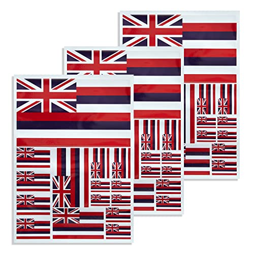 Image of CANTENDO 3Pack Hawaii Flag Decal - Hawaii Flags Reflective Vinyl Car Stickers - for Car Window Bumper Waterproof Sticker (12 x 8.5 Inch)