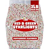 Peppermint Starlights - 3 Pounds - Mints Bulk Candy - After Dinner Mints - Peppermint Hard Candy - Red and Green Candies