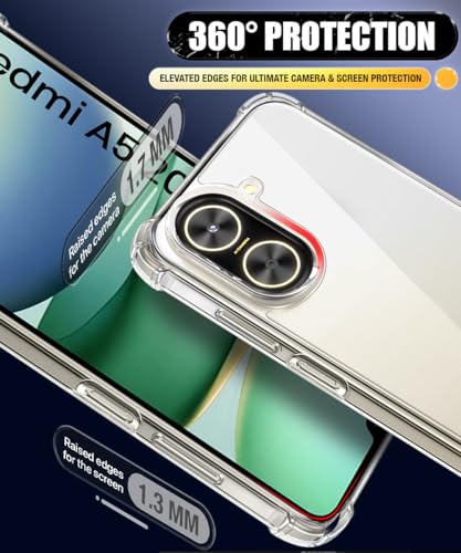 Image of WOW IMAGINE Ultra-Hybrid Crystal Clear Back Case for Redmi A5 2025 | Poco C71 | Shockproof Design | Camera Protection Bump | Hard Clear Mobile Back Cover with Cushioned Edges - Transparent