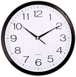 Moax Black Quartz ''silent tick'' Wall Clock- ideal for use in the office, home or kitchen. Quality movement means clock is very accurate. silent sweep none of that annoying ticking!, Large (30cm)