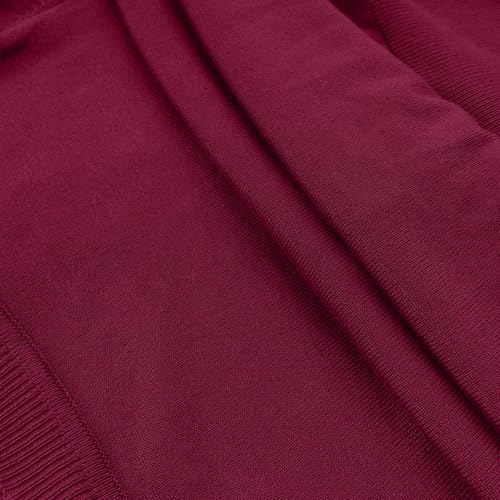 Women's Cardigan Sweater V Neck Lightweight Button Front Knit Tops Wine - image 6