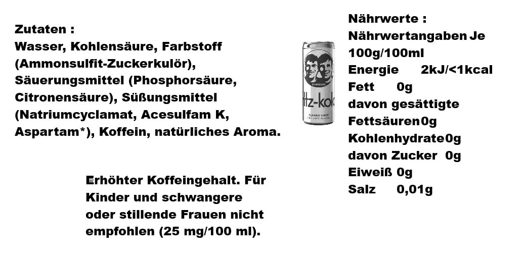 24 Dosen a 0,33l Fritz Kola light inc. EINWEG Pfand extra Koffein ohne Zucker + Space Keks gratis a 45 g von Onlineshop Bormann