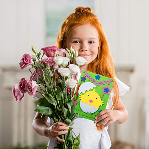 Easter Theme Greeting Cards Making Kit Cute Cartoon Invitation Card DIY Blessing Cards Handmade Material Package for Kids, 4pcs - Thumbnail 6