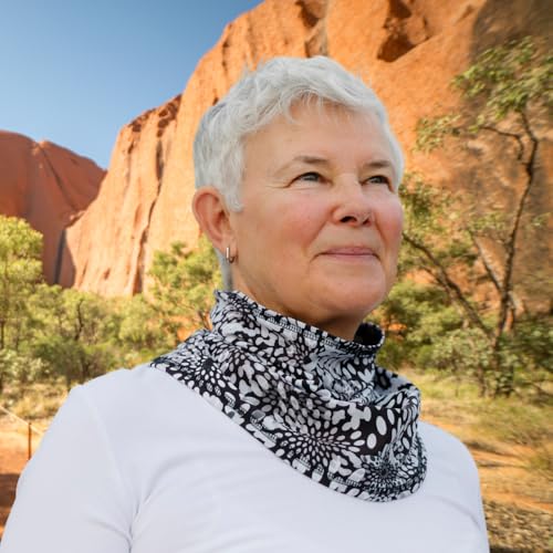 Image of BANDI UPF 50+ Reversible Sun Wrap - Lightweight UV Neck Gaiter for Women, Travel Scarf, Outdoor Protection, Made in USA - Reversible Dual Print, Moonflower /Pebbles