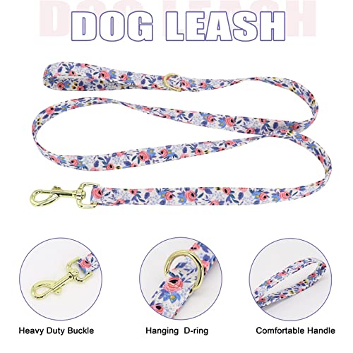 Beirui Cute Girl Dog Collars, Harnesses & Leashes Set - Personalized Dog Collar And Leash Set With Detachable Flower - Soft Mesh Dog Vest Harness Adjustable For Small Medium Large Dogs (Blue,M) #TOP3