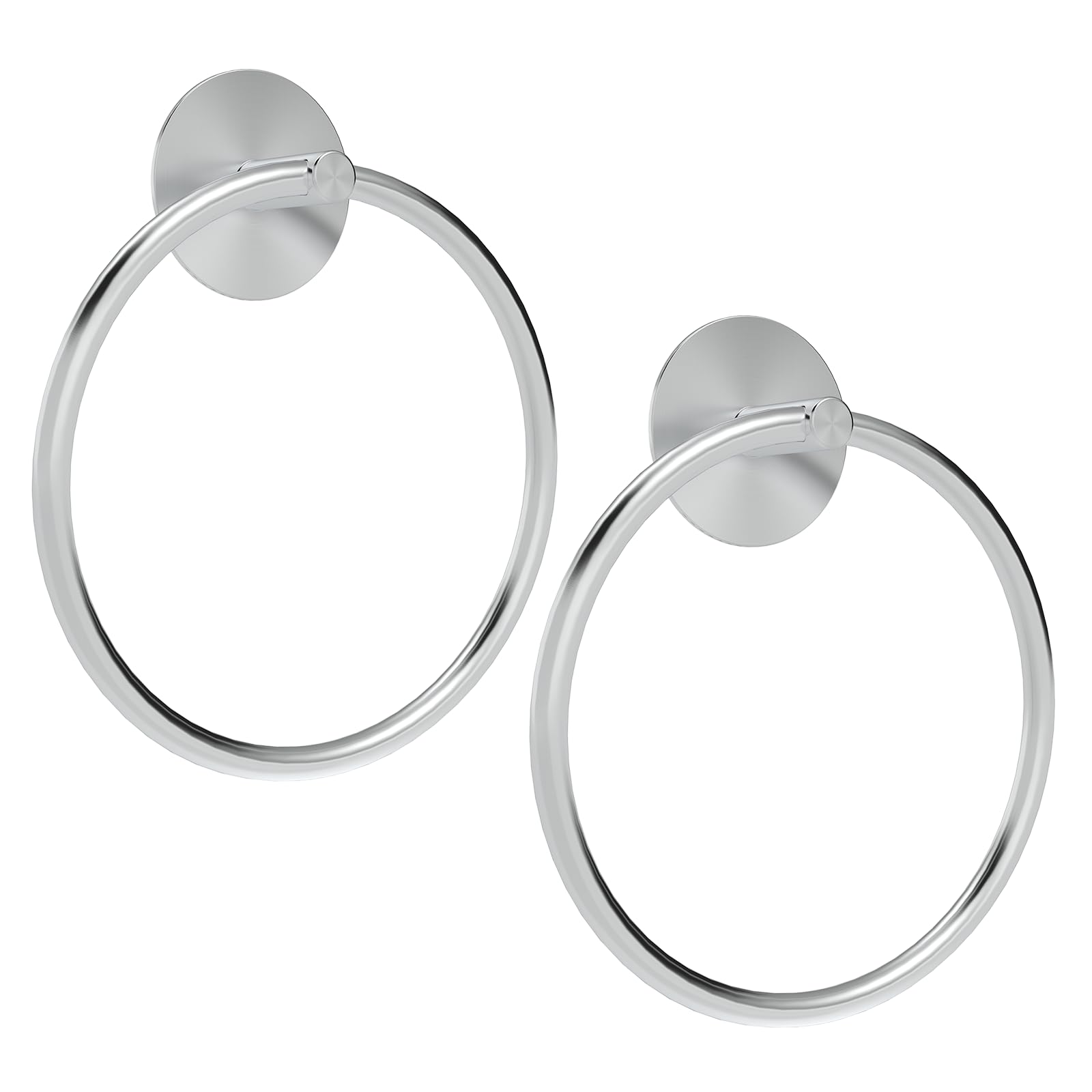 SetSail Adhesive Towel Holder for Bathroom Wall Brushed Nickel Hand Towel Ring Stainless Steel Towel Hanger for Bathroom 2 Packs