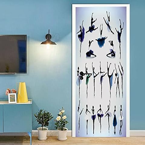 A.Monamour 3D Ballet Dancer Door Stickers Cover