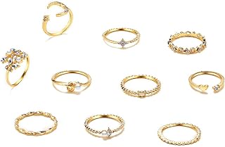 Shining Diva Fashion Set of 10 Latest Stylish Gold Plated Rings for Women and Girls (15208r) Price In India