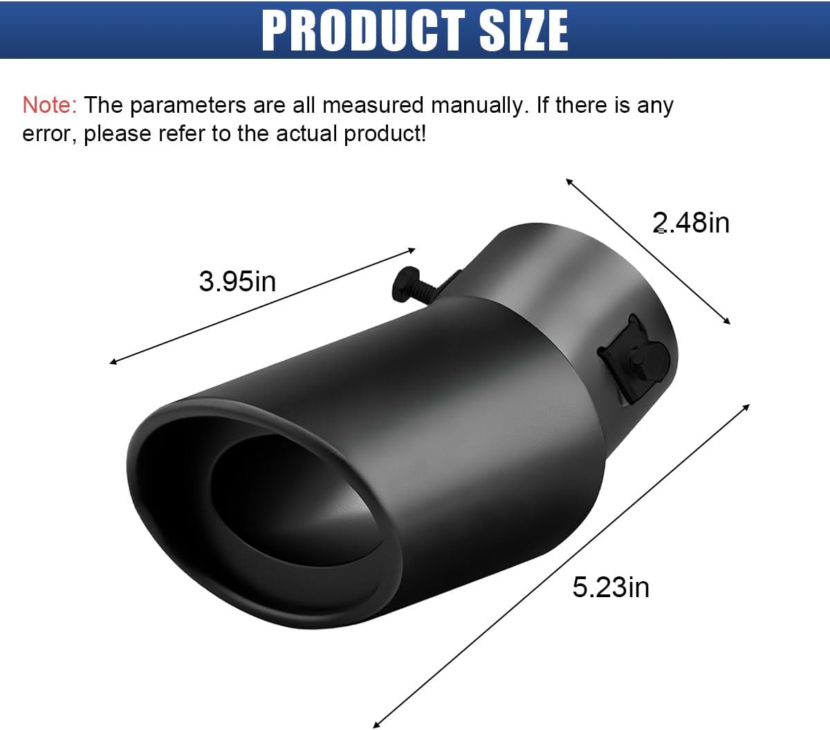 Stainless Steel Car Exhaust Tail Pipe Tip, Universal 2.5" Inlet 3.3" Outlet Chrome-Plated Finish Tailpipe Exhaust Tip, Adjustable Car Modification Tail Throat Tail Pipe for Cars (Black, Bend)
